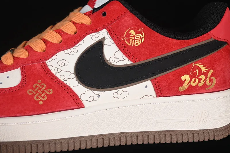 All Categories Nk Air Force 1 Air Force Series Nk Air Force 1 Low Air Force Low Nike Air Force 1'07 Low Year of the Horse New Year White Red Gold Splashed Ink Air Force One Low Casual Shoes JP2026-157